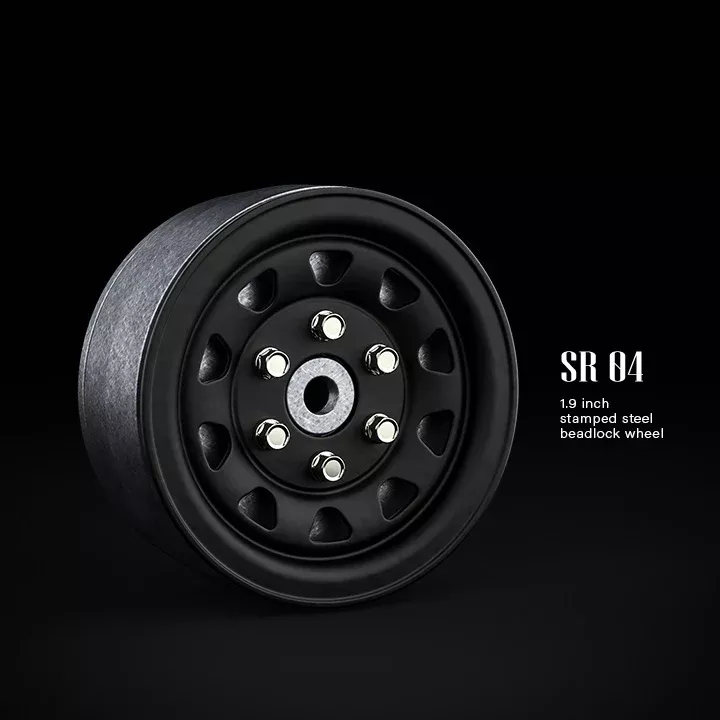 1.9 SR04 Beadlock Wheels (Matt Black)(2) GMA70494
