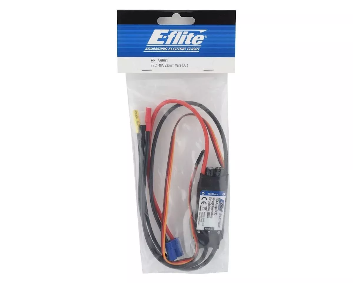40-Amp BEC Programmable Brushless ESC with EC3 Connectors (EFLA9891)