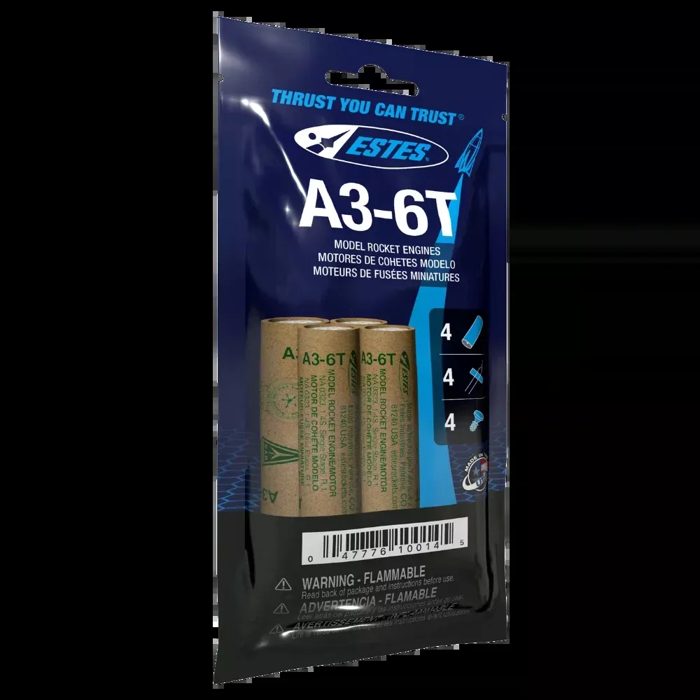 A3-6T 13mm Engines for Model Rockets (4) (EST10014)