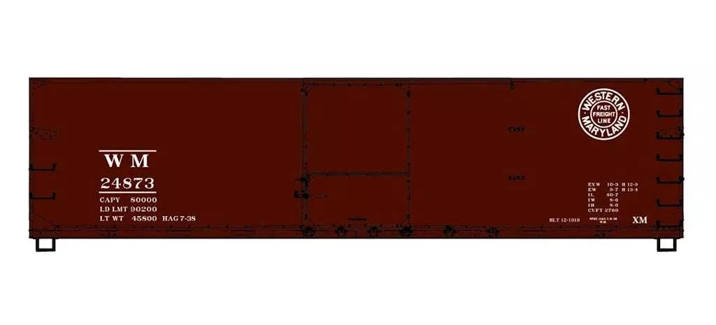Accurail 4645 HO 40' USRA Double Sheathed Wood Boxcar Kit Western Maryland WM 24873