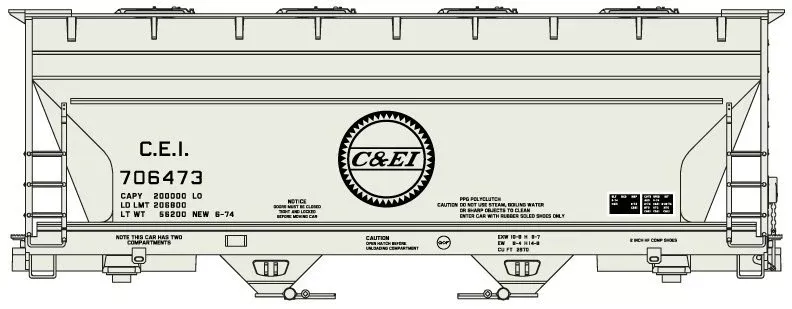 ACF 2-Bay Covered Hopper Chicago & Eastern Illinois #706473