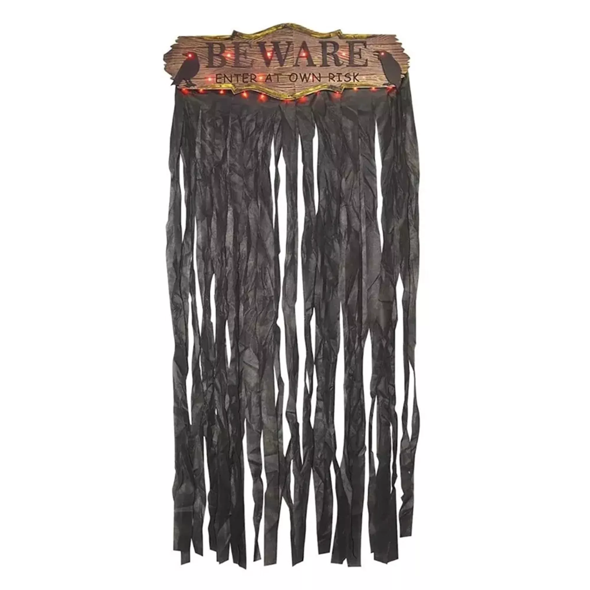 Beware Curtain Light Up Halloween Door Decor
