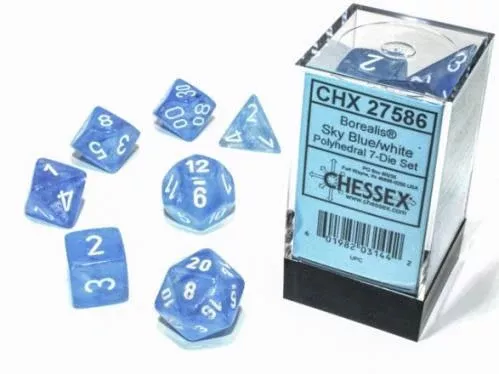 Borealis Polyhedral Sky Blue/White 7-Die Set CHX27586