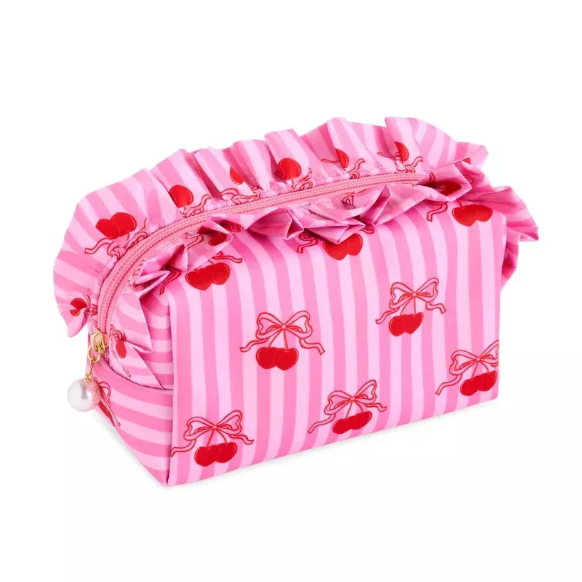 Cherry Small Ruffle Zip Pouch