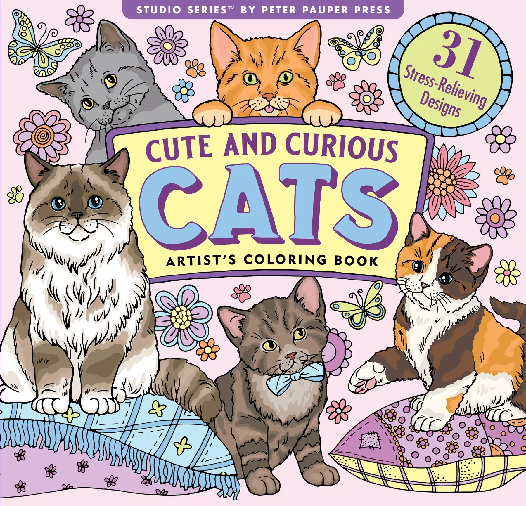 Cute & Curious Cats Coloring Book
