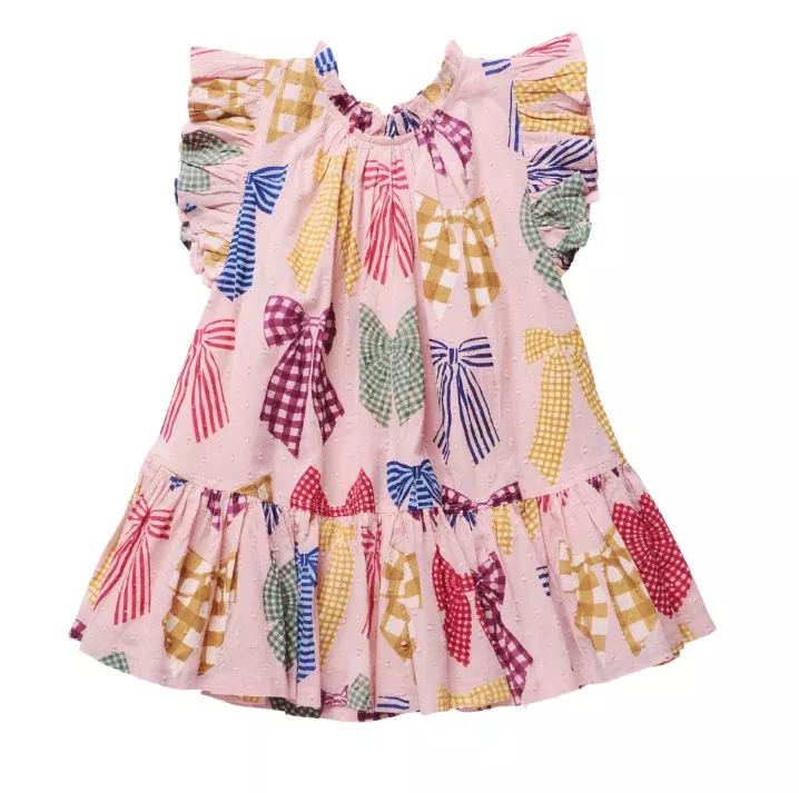 Girls Harper Dress - Patterned Bows