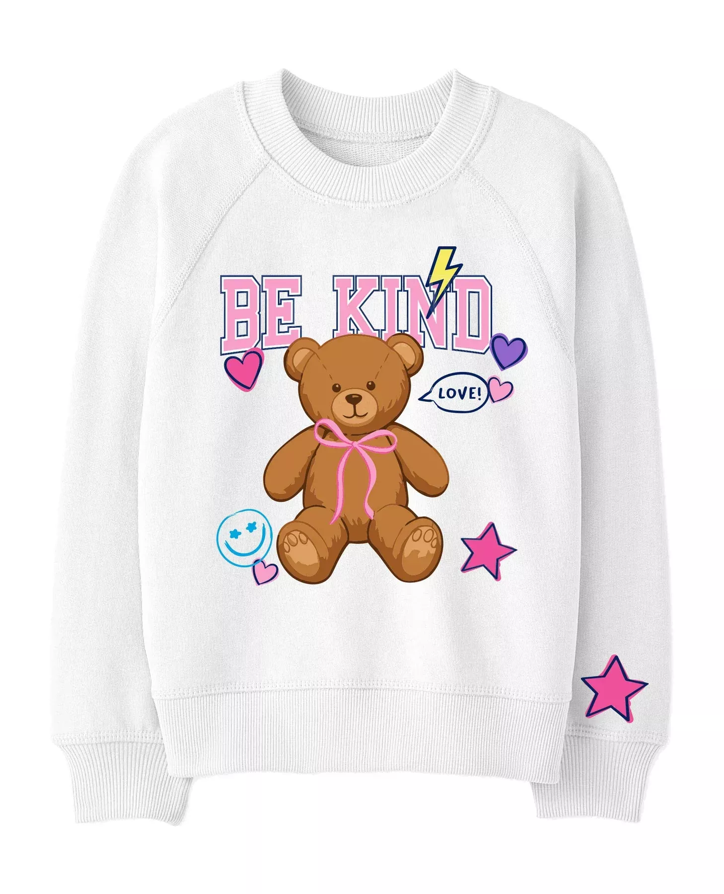 Glitter Be Kind Teddy White Oversized Sweatshirt
