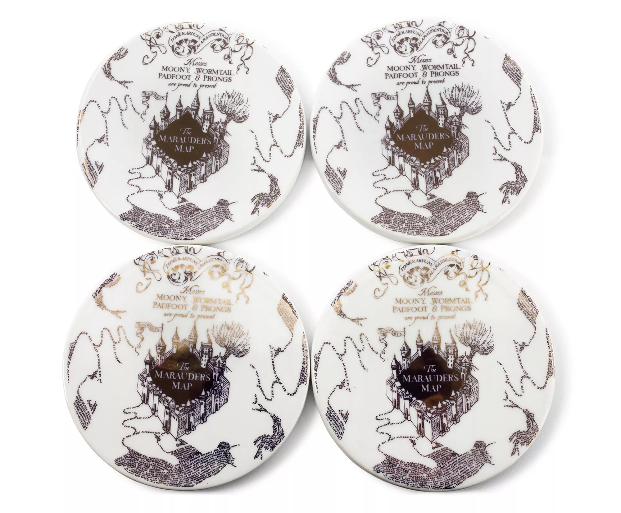 Harry Potter Marauder's Map Round Drink Coasters | Set of 4