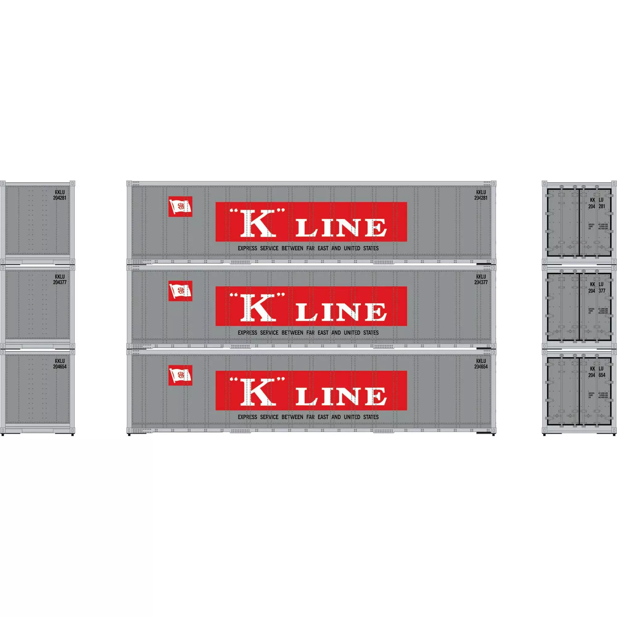 HO 40' Smooth Side Containers KKLU #1 (ATH63393)