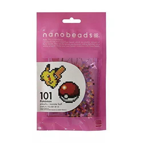 Kawada Nano Beads 101 Pokemon Pikachu / Poke Ball Perler Beads Kit