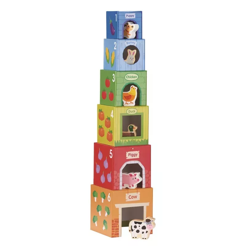 Lelin Wooden Stacking Cubes – Farm Animals