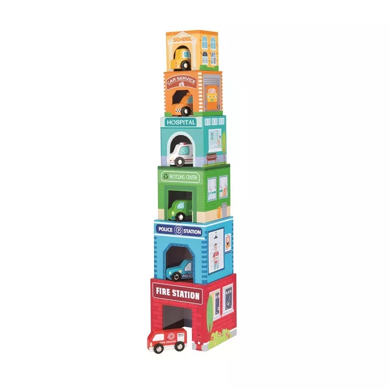Lelin Wooden Stacking Cubes – Vehicles