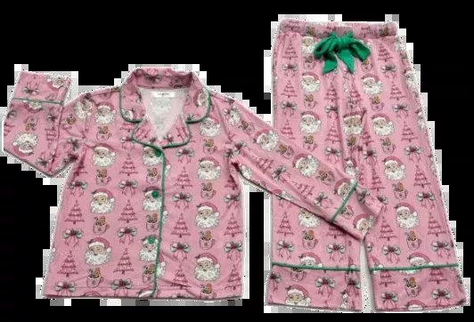 Lulu Bebe Santa Viscoe Button Down PJs