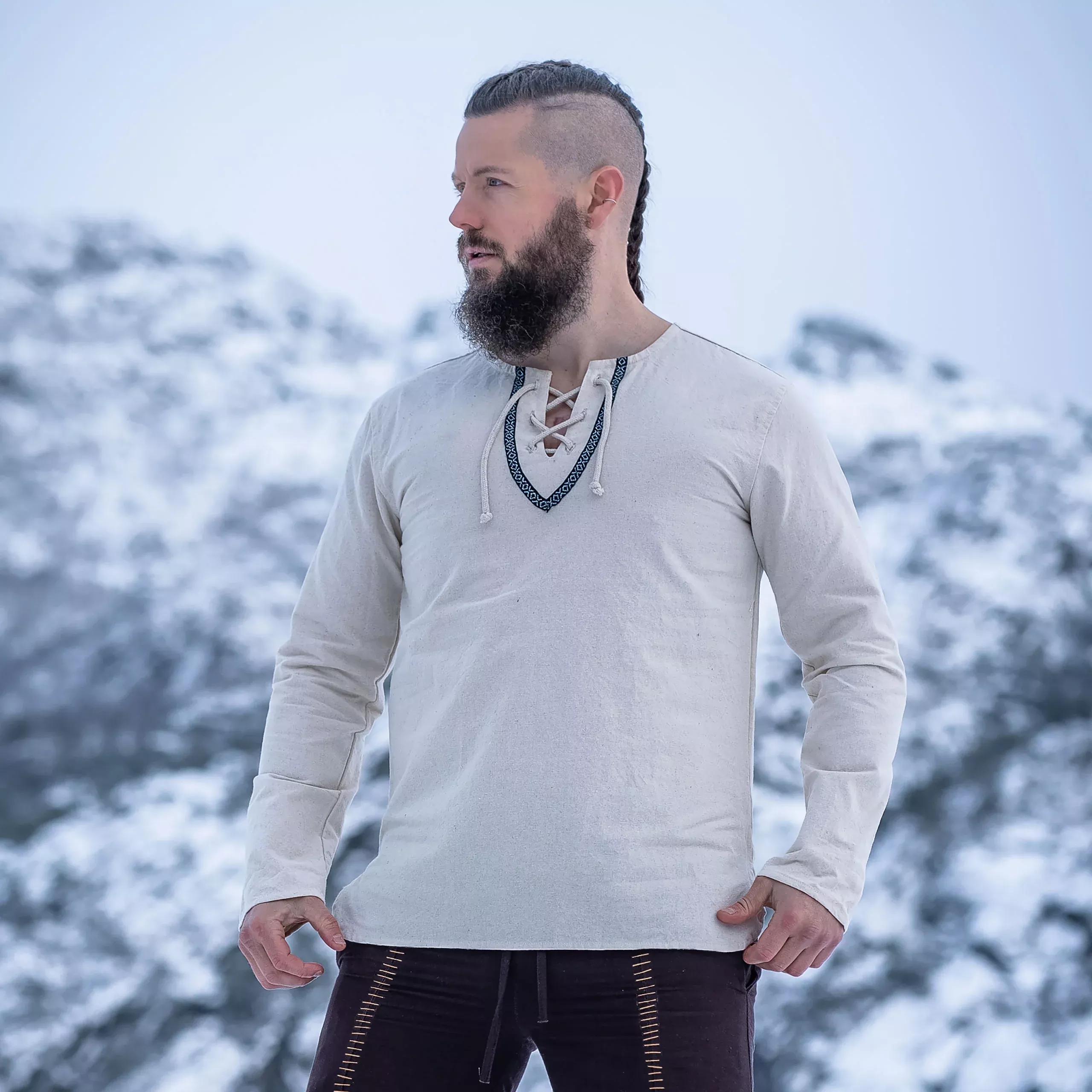 Medieval Shirt with Border Natural