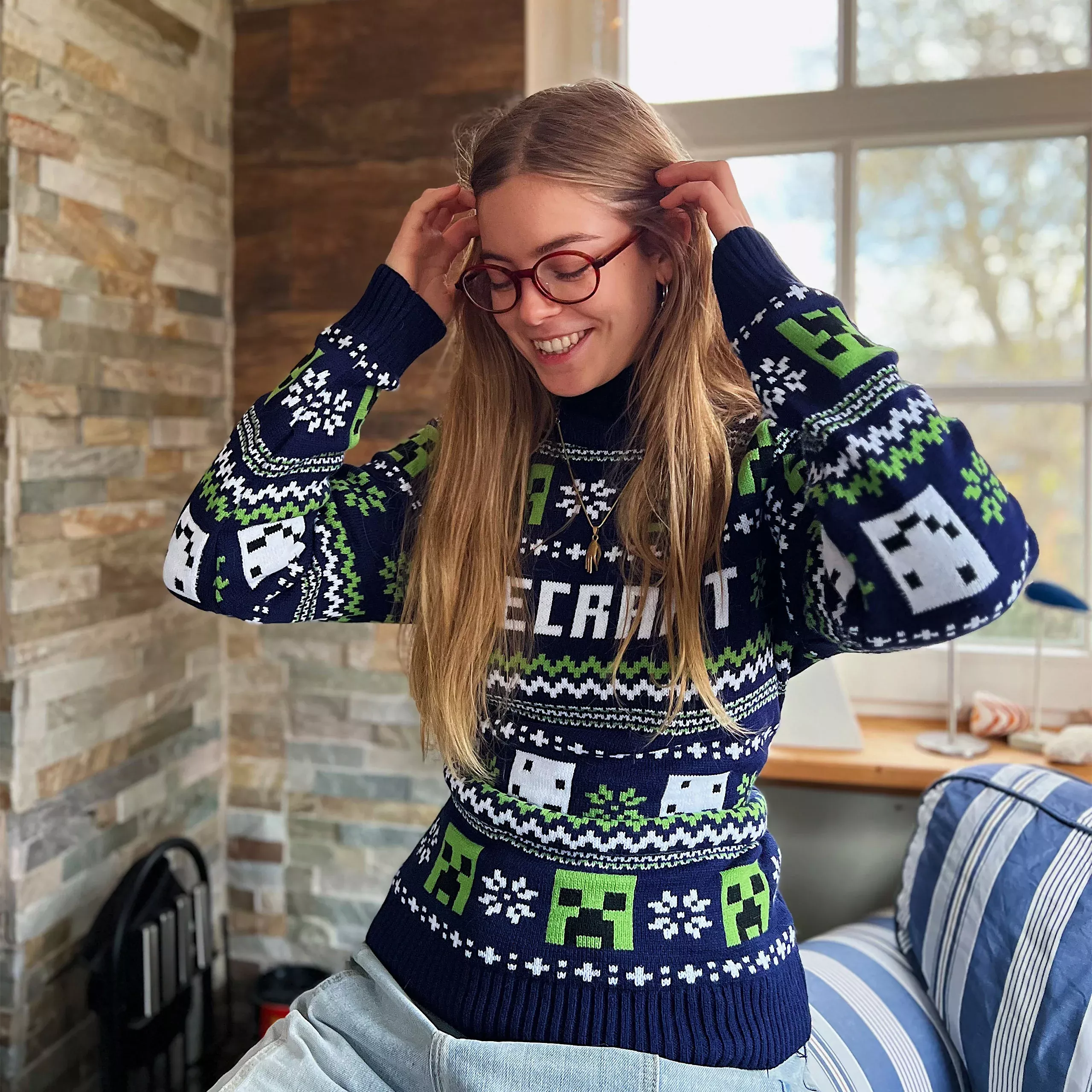 Minecraft - Pattern Knitted Sweater blue