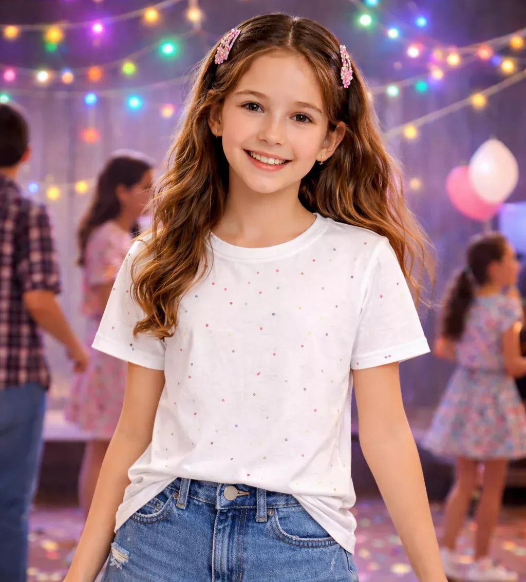 Multi Mini Stone White Tee
