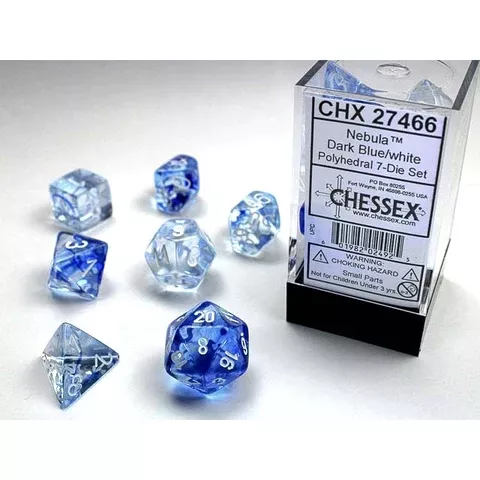 Nebula Polyhedral Dark Blue/White 7-Die Set CHX27466