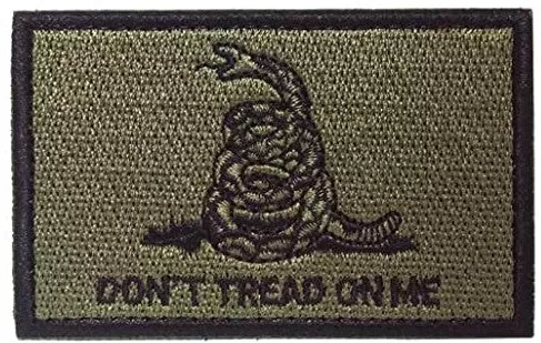 Olive Don't Tread On Me Patch with Loop and Hook Backing