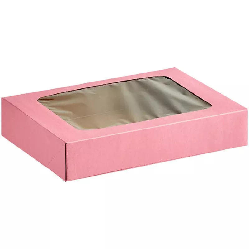 Pink Cookie Box with Window - 12 x 8 x 2 1/4