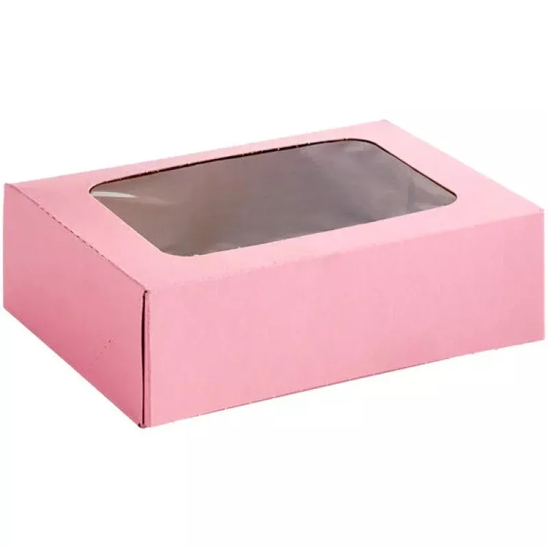 Pink Cookie Box with Window - 8 x 5 3/4 x 2 1/2