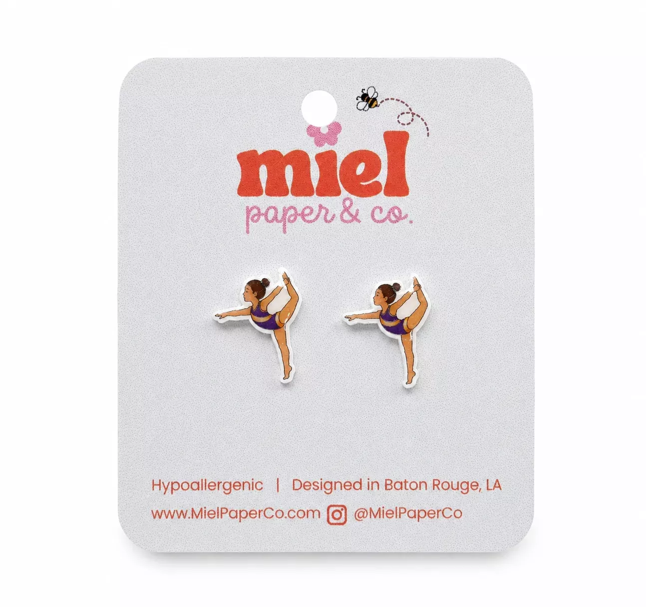 Purple and Gold Gymnastics Earrings