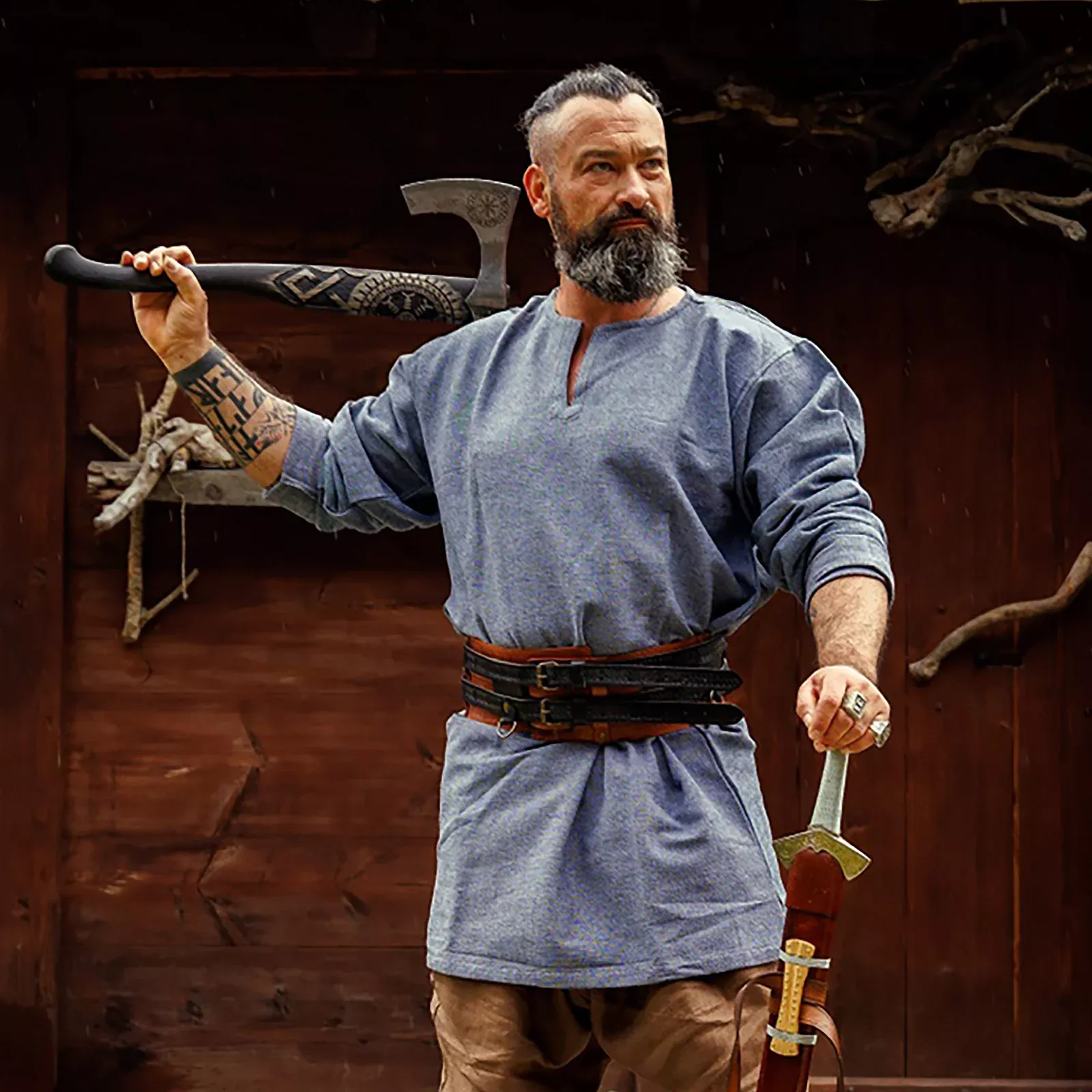 Viking tunic Torsten blue-gray